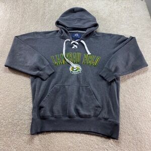 J America Lambeau Field Hoodie Mens L Gray Lace Up Embroidered Green Bay Packers